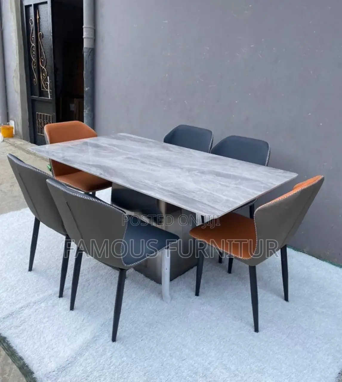 This Is a Modern Rectangular Marble-Top Dining Table
