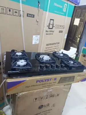 Polystar 5 Burner Built-in Cooker Pv-Ba8705agps Black Tempered Glass