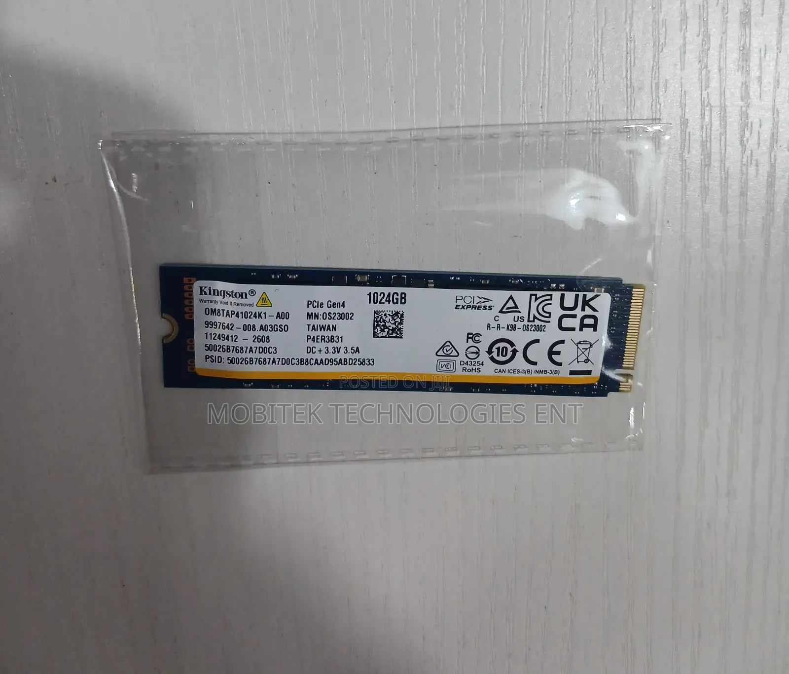 1tb Kingston SSD Nvme Pcie 4.0 Gen4 Solid Laptop Drive (6100MBs)