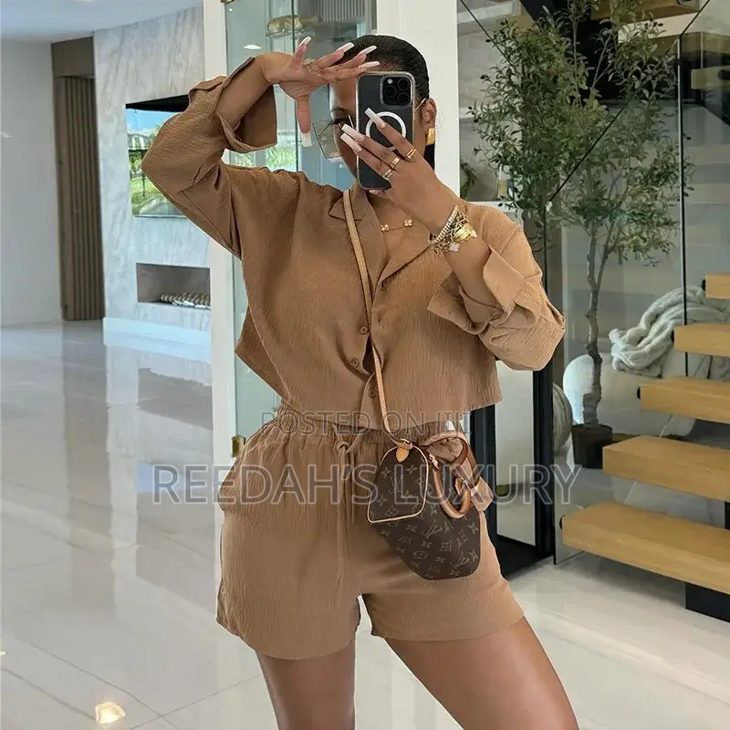 Textured Button-Down Resort Set