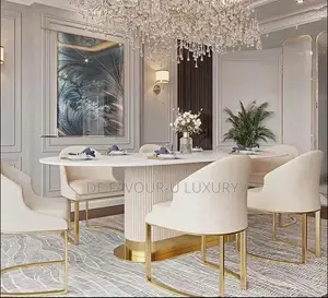 High Quality Oval Marble Dining Table by 6 Chairs