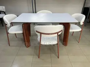 Modern Minimalist Dining Set Featuring Cream Boucle Upholstered Chairs