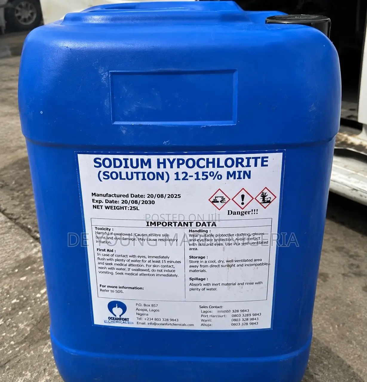 Sodium Hypochlorite Solution 12–15% – 25L