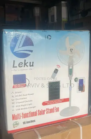 Leku Rechargeable Solar Standing Fan