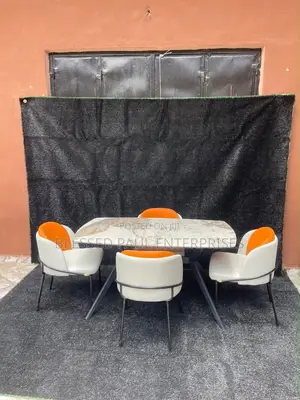 6-Seater Marble-Top Dining Table Set
