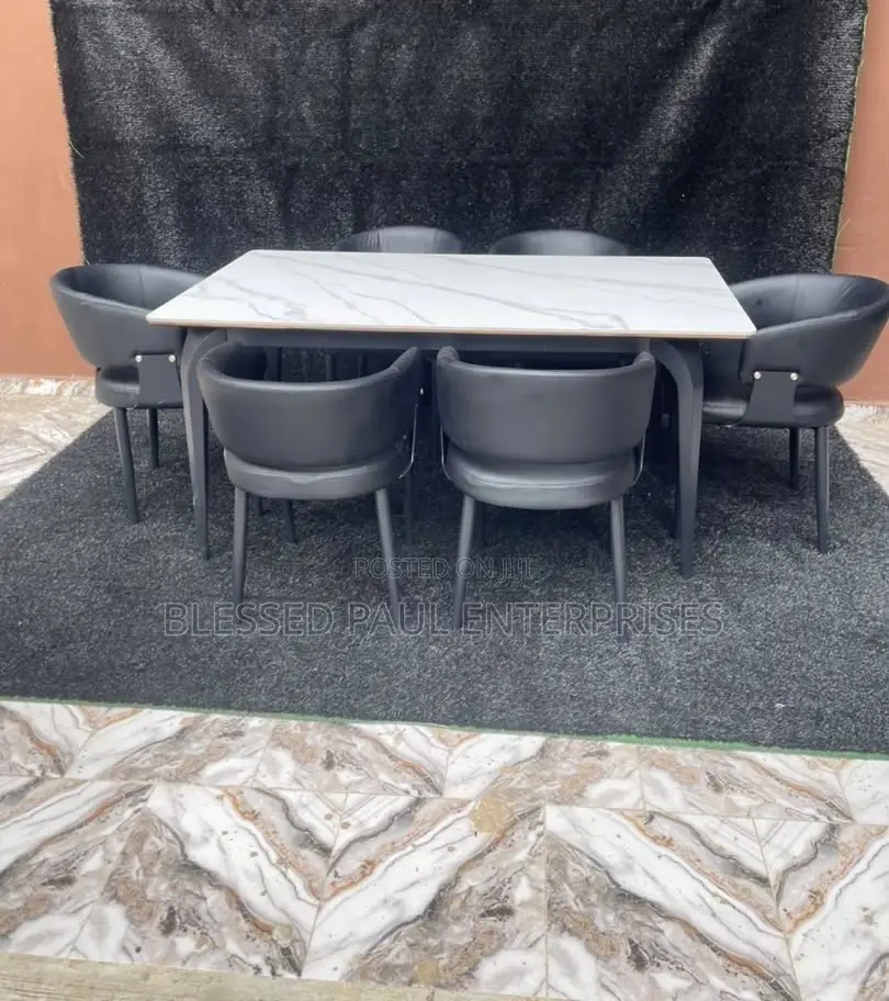 Modern Marble Dining Set – 6 Chairs