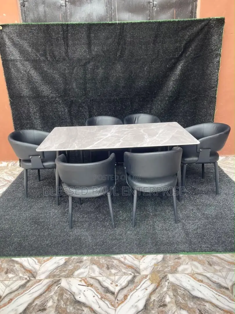 Modern Marble Dining Set – 6 Chairs