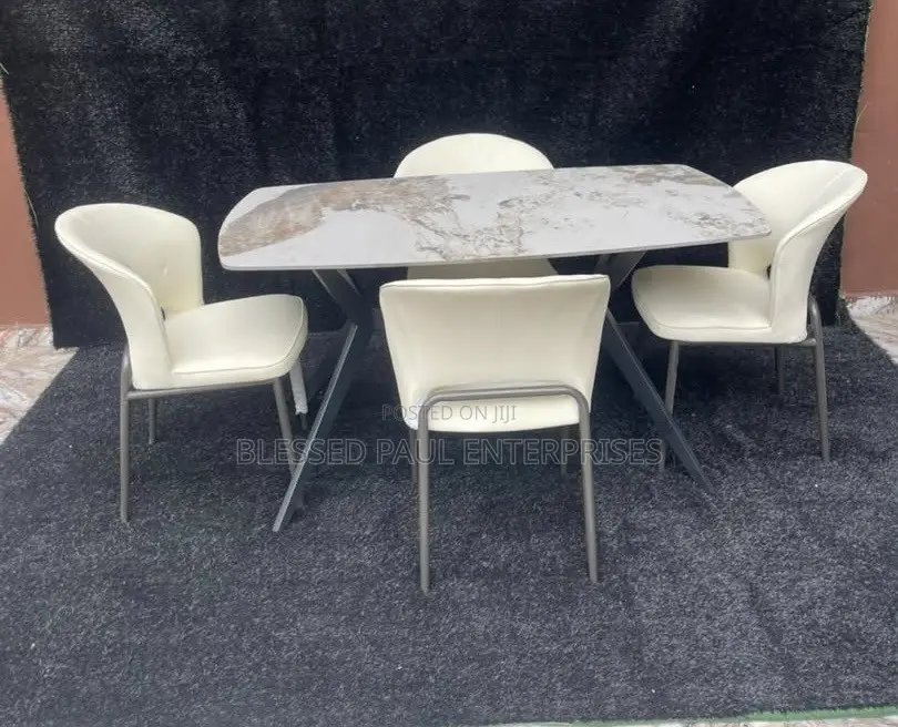 * Elegant Marble Dining Table Chair Set