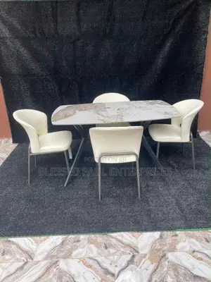 * Elegant Marble Dining Table Chair Set