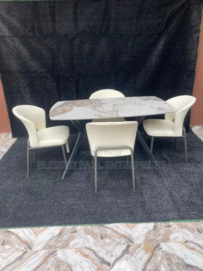 * Elegant Marble Dining Table Chair Set