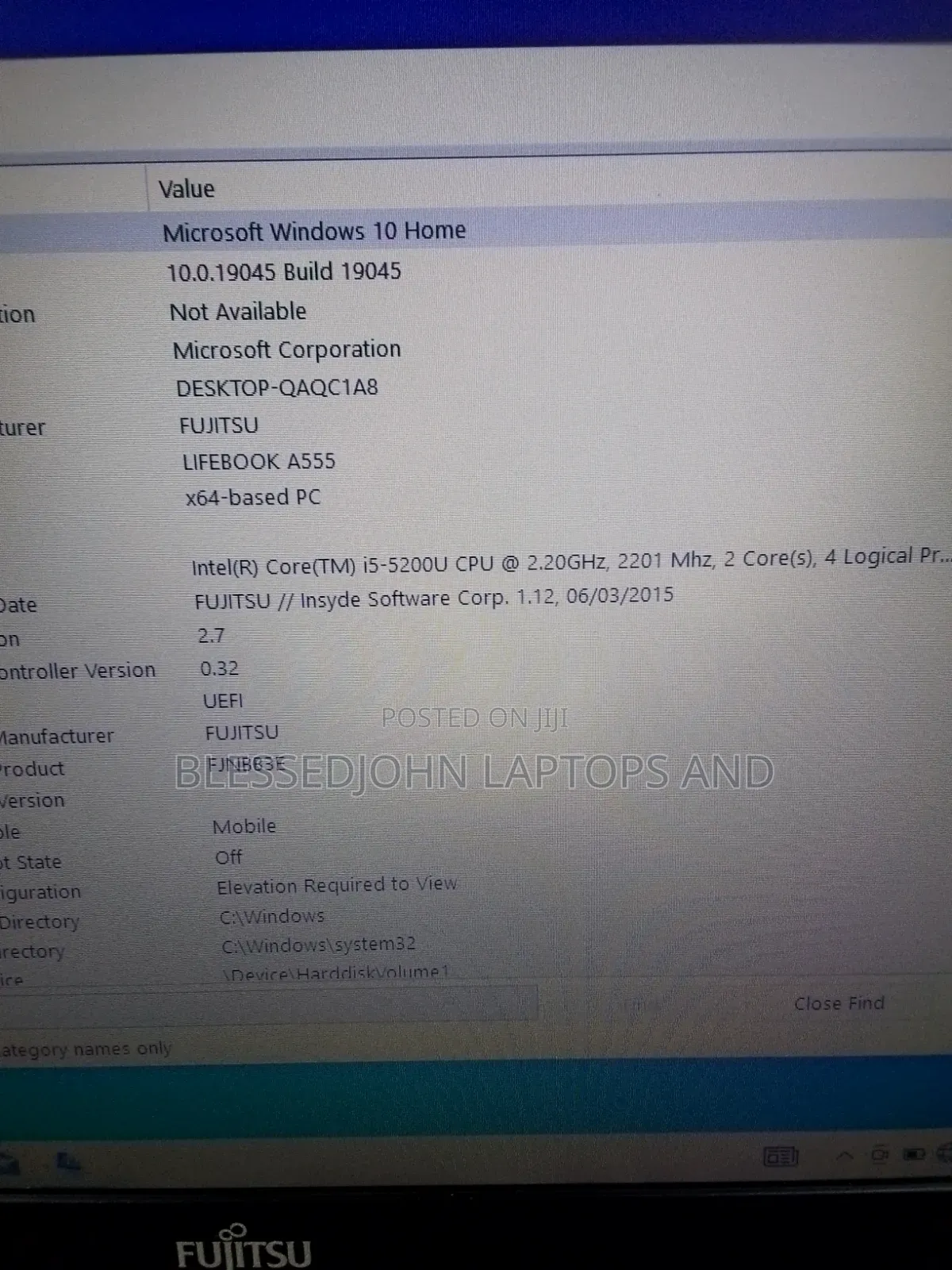 Laptop Fujitsu Lifebook A555 8GB Intel Core i5 HDD 320GB