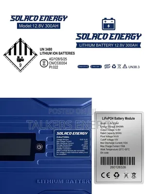 Solaco Energy 12.8V 300Ah LiFePO4 Lithium Battery – Deep Cycle