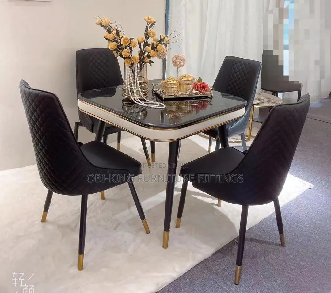 High Quality Dining Table Marble Top With Leather Chair