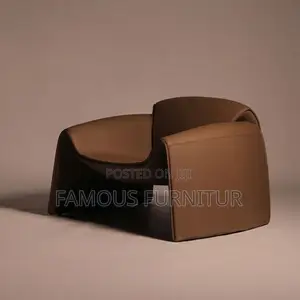 Modern Leather Accent Lounge Chairs Featuring a Distinctive Curved,