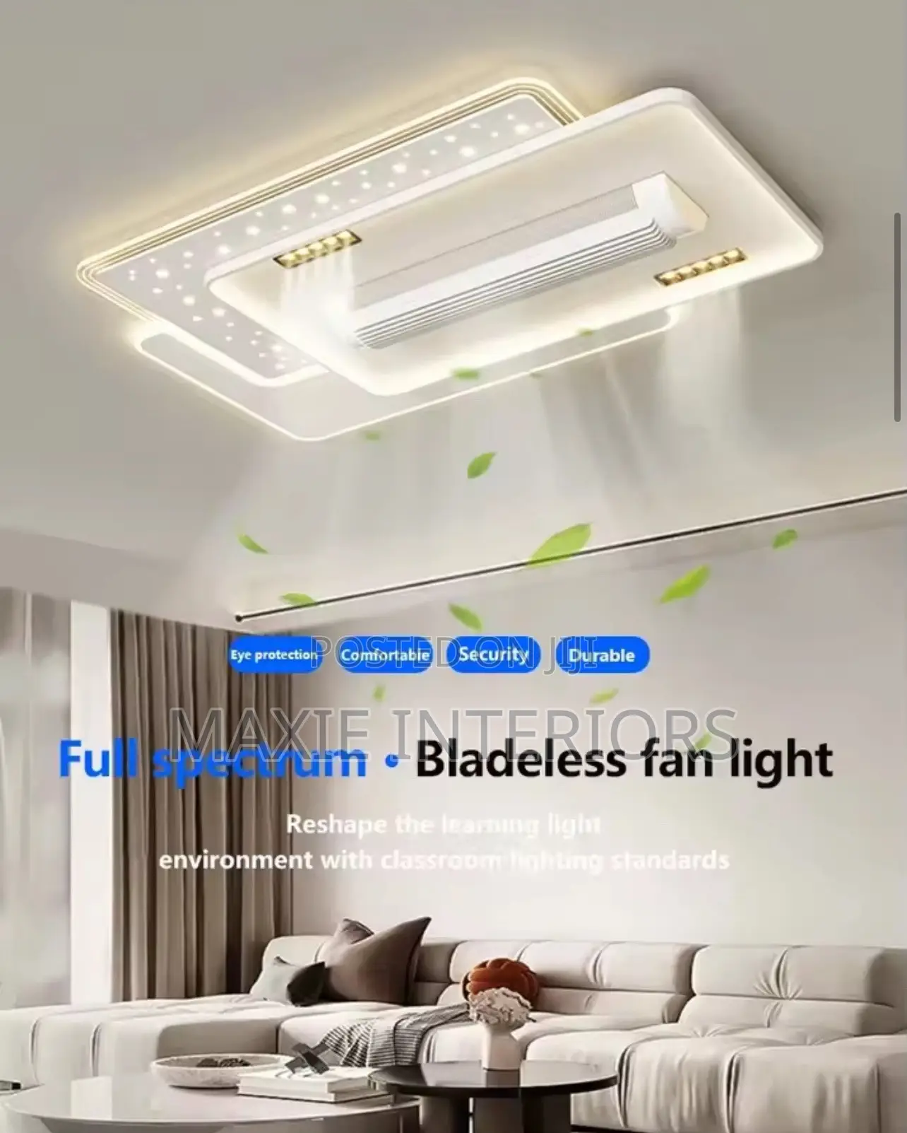 Luxury Ceiling Bladeless Fan Chandelier With Remote and Voice Control