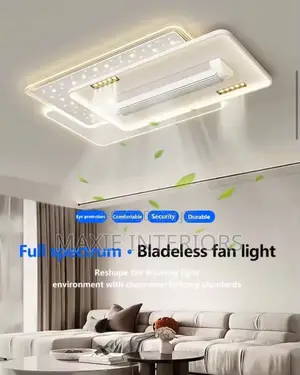 Luxury Ceiling Bladeless Fan Chandelier With Remote and Voice Control
