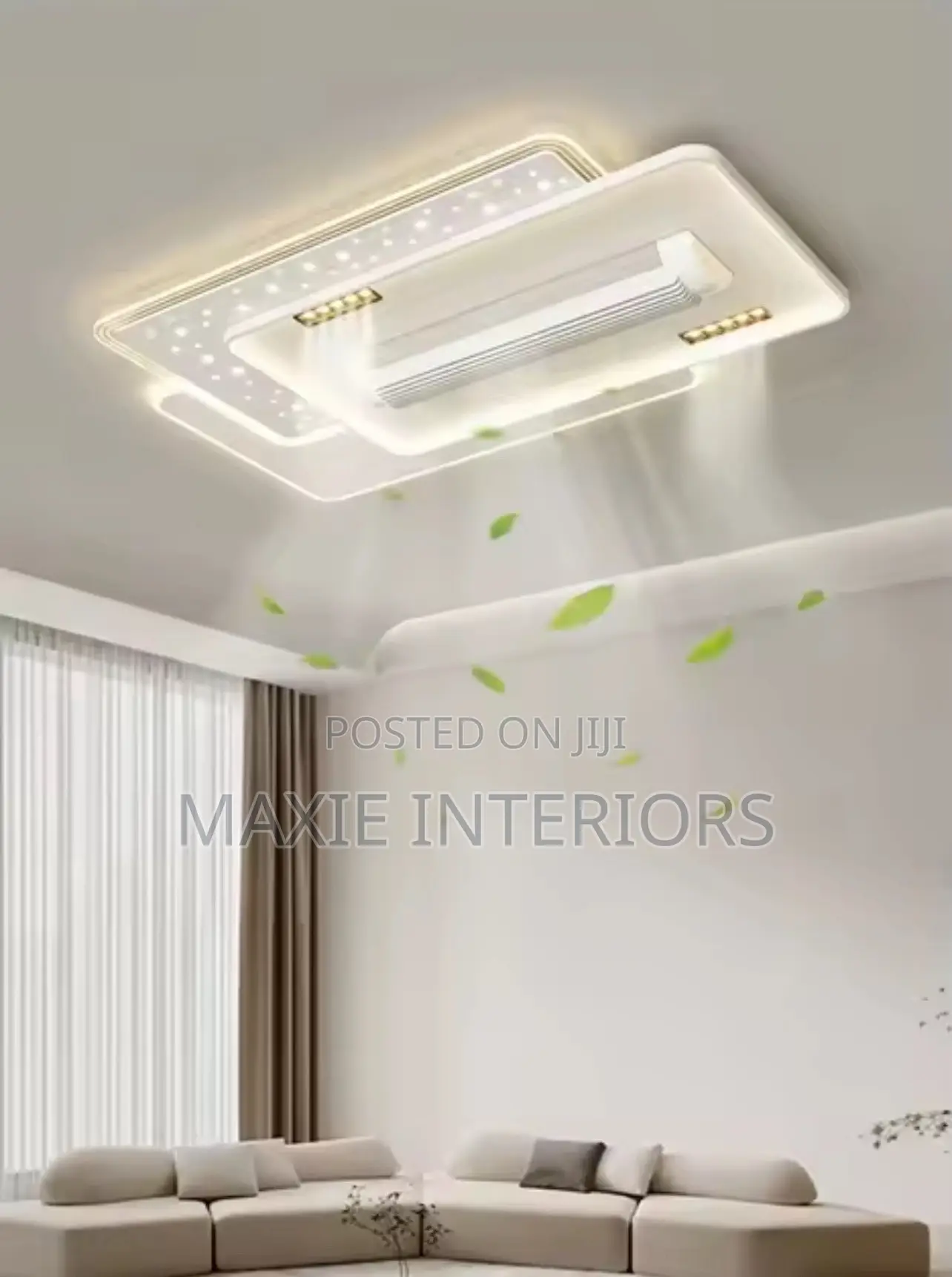 Luxury Ceiling Bladeless Fan Chandelier With Remote and Voice Control