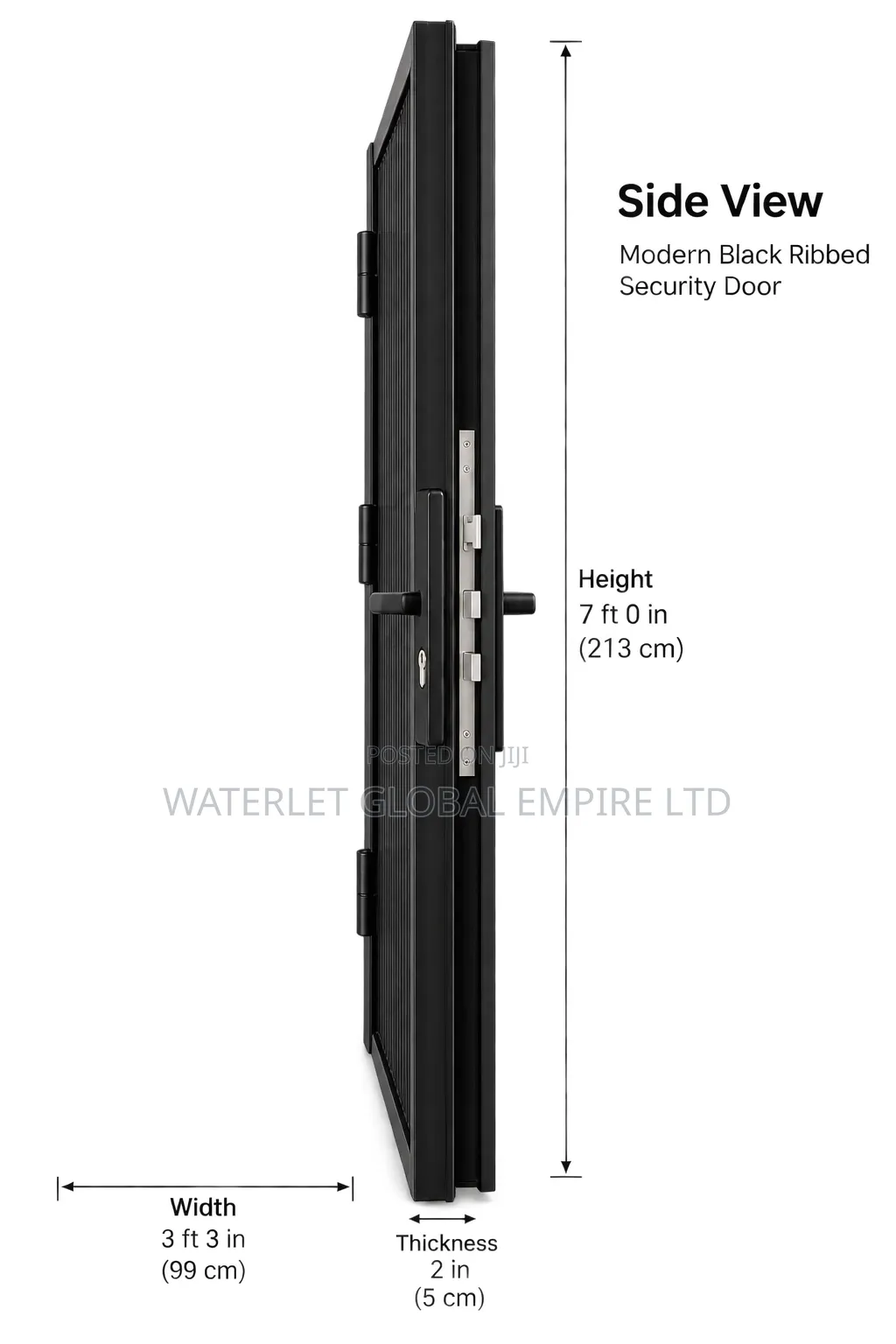 German Black Ribbed Security Door
