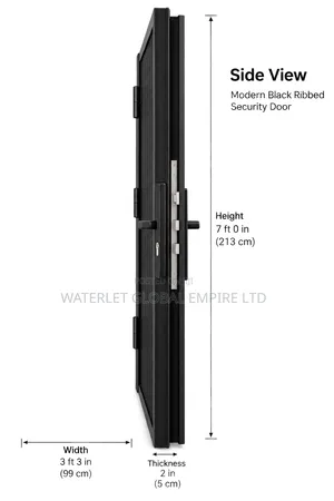 German Black Ribbed Security Door