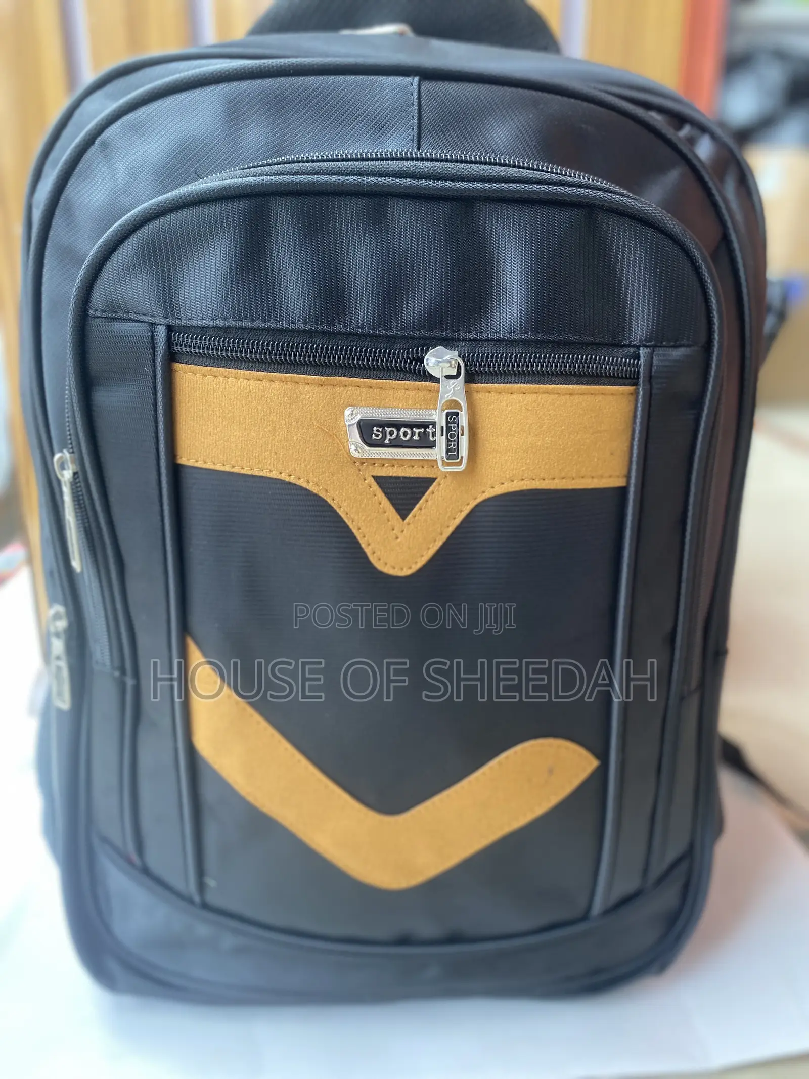 Large Capacity Multi-Functional Black Fabric Backpack
