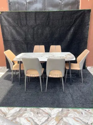 Modern Marble Dining Set – 6 Chairs