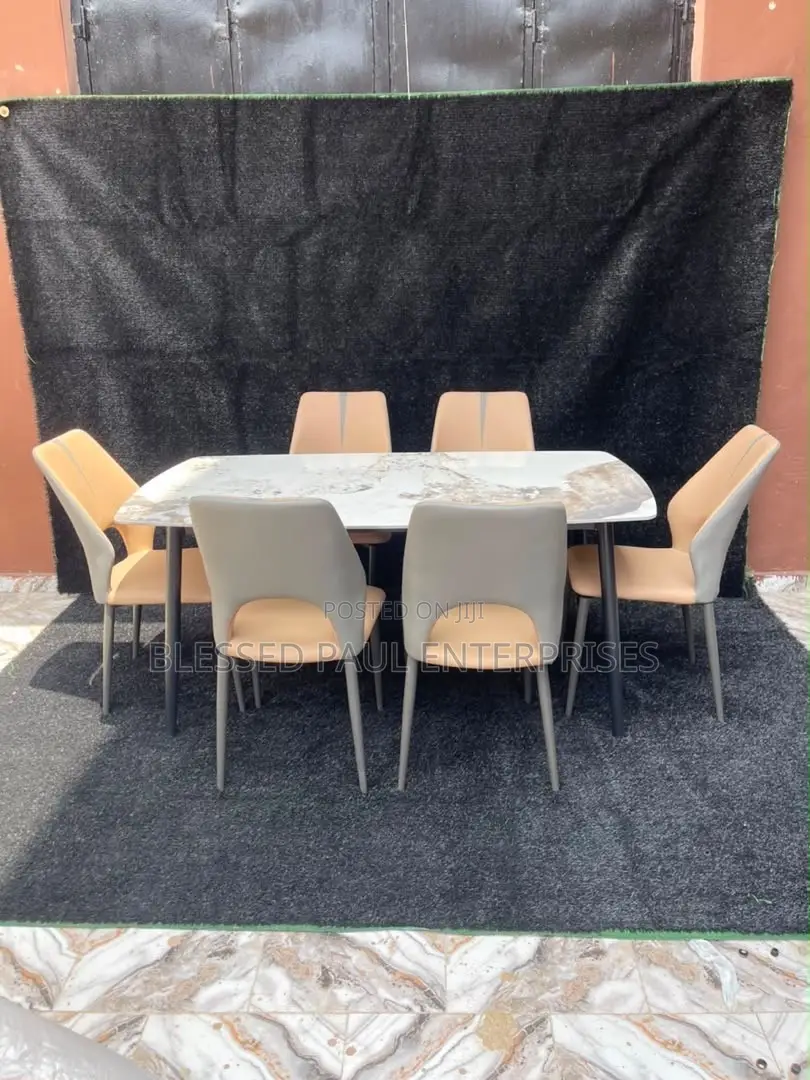 Modern Marble Dining Set – 6 Chairs