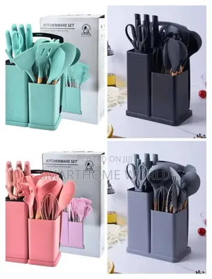 19pcs Silicone Cooking Spoon Set With Chopping Board, Knives