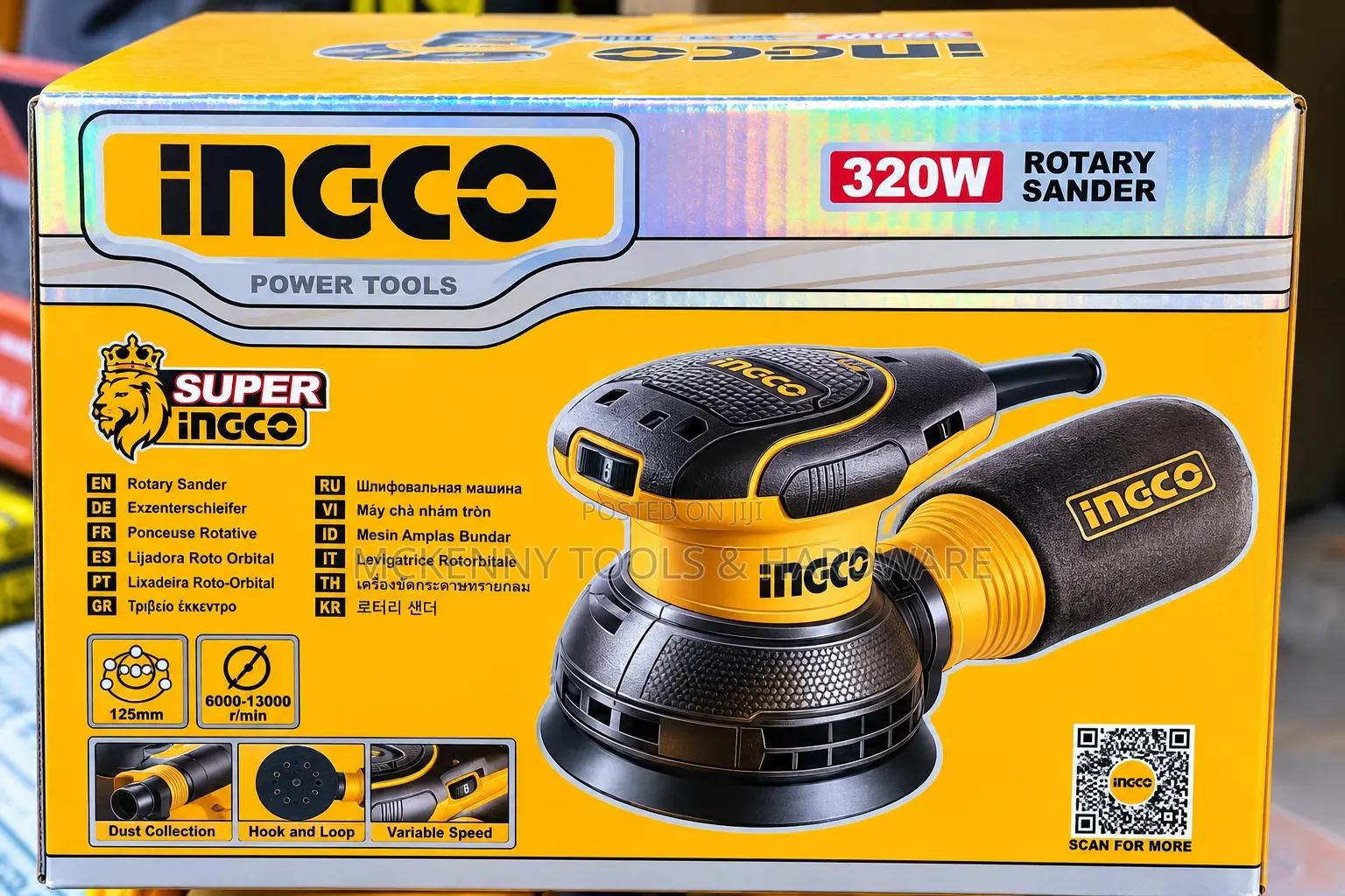 INGCO 320W Rotary Sander – Variable Speed Dust Collection