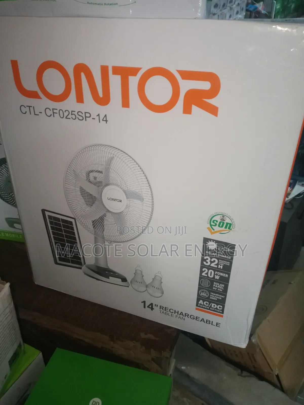 14" Solar Lontor Tables Fan