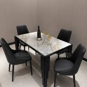 Marble Dining Table With 4 Chair Black Colour
