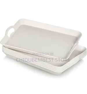 3 in 1 Plastic Serving Tray With Handle Black or White