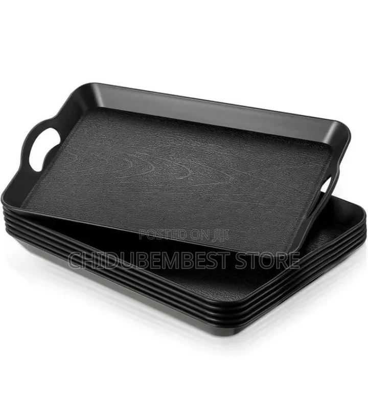 3 in 1 Plastic Serving Tray With Handle Black or White