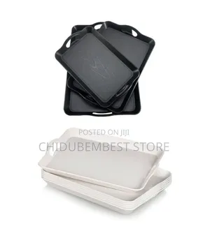 3 in 1 Plastic Serving Tray With Handle Black or White