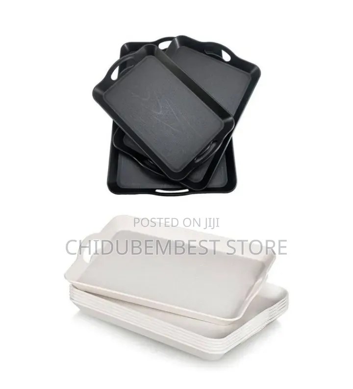 3 in 1 Plastic Serving Tray With Handle Black or White