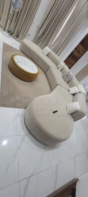 Luxury Cream Curved Sectional Sofa – Large Elegant