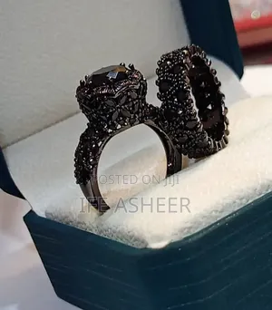 Bold Classic Black Ladies Set of Wedding Ring
