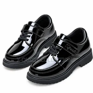 Glossy Black Kids’ School Shoes