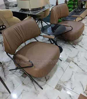 Brown Leather Accent Armchair – Gathered Cushioning