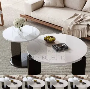 Luxury 2-in-1 Marble-Pattern Round Nesting Tables (Center Tables)