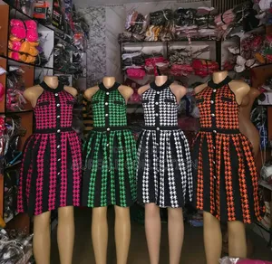 Ladies Houndstooth Flare Dress – Multiple Colours