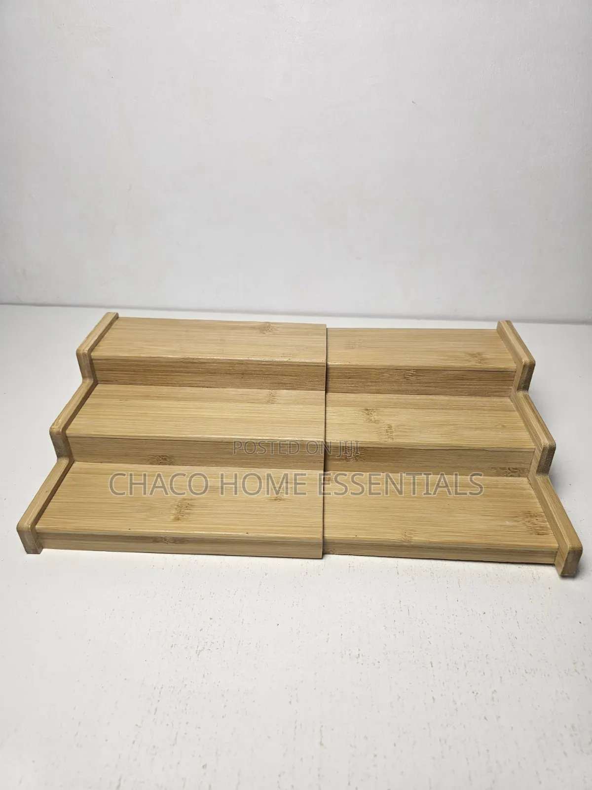 Expandable Bamboo Spice Rack Organizer / 3-Tier Kitchen Step Shelf
