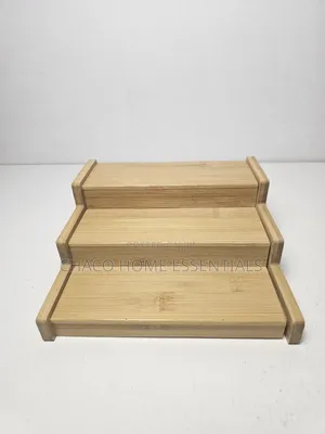 Expandable Bamboo Spice Rack Organizer / 3-Tier Kitchen Step Shelf