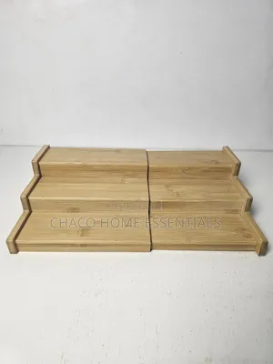 Expandable Bamboo Spice Rack Organizer / 3-Tier Kitchen Step Shelf