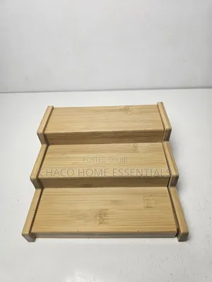 Expandable Bamboo Spice Rack Organizer / 3-Tier Kitchen Step Shelf