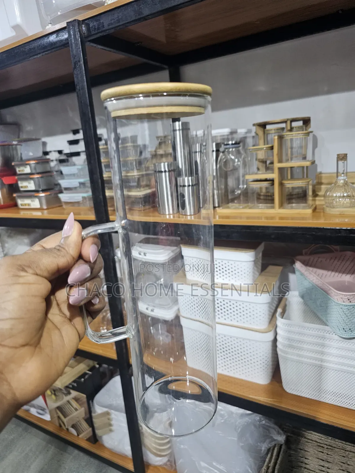 1500ML Glass Spaghetti / Pasta Storage Container With Bamboo Lid