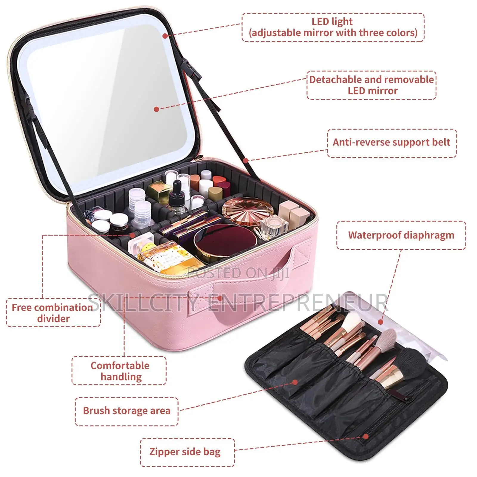LED Makeup Bag With Built-in Mirror