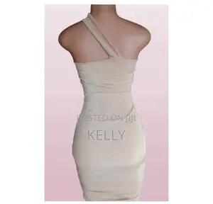 Nude Colour Crossed Shoulder Bodycon Dress