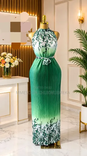 Chiffon Pleated Maxi Dress