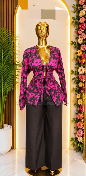 Two-Piece Floral Print Trousers and Blouse