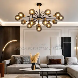 Nordic Style Black Glass 21 Hand Ball Chandelier